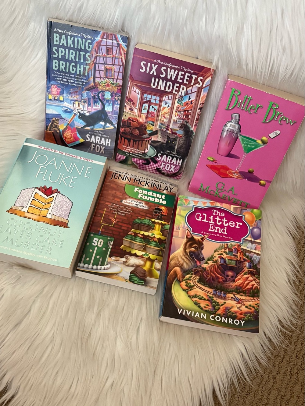 Lot of 6 Cupcake, Sweets Cozy Mystery Books - Mckevett, Fluke, Sarah Fox, etc